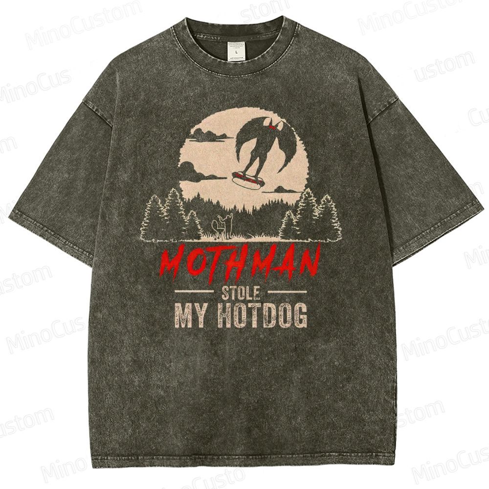 "Mothman Stole My Hotdog" Vintage Washed Graphic T - shirt