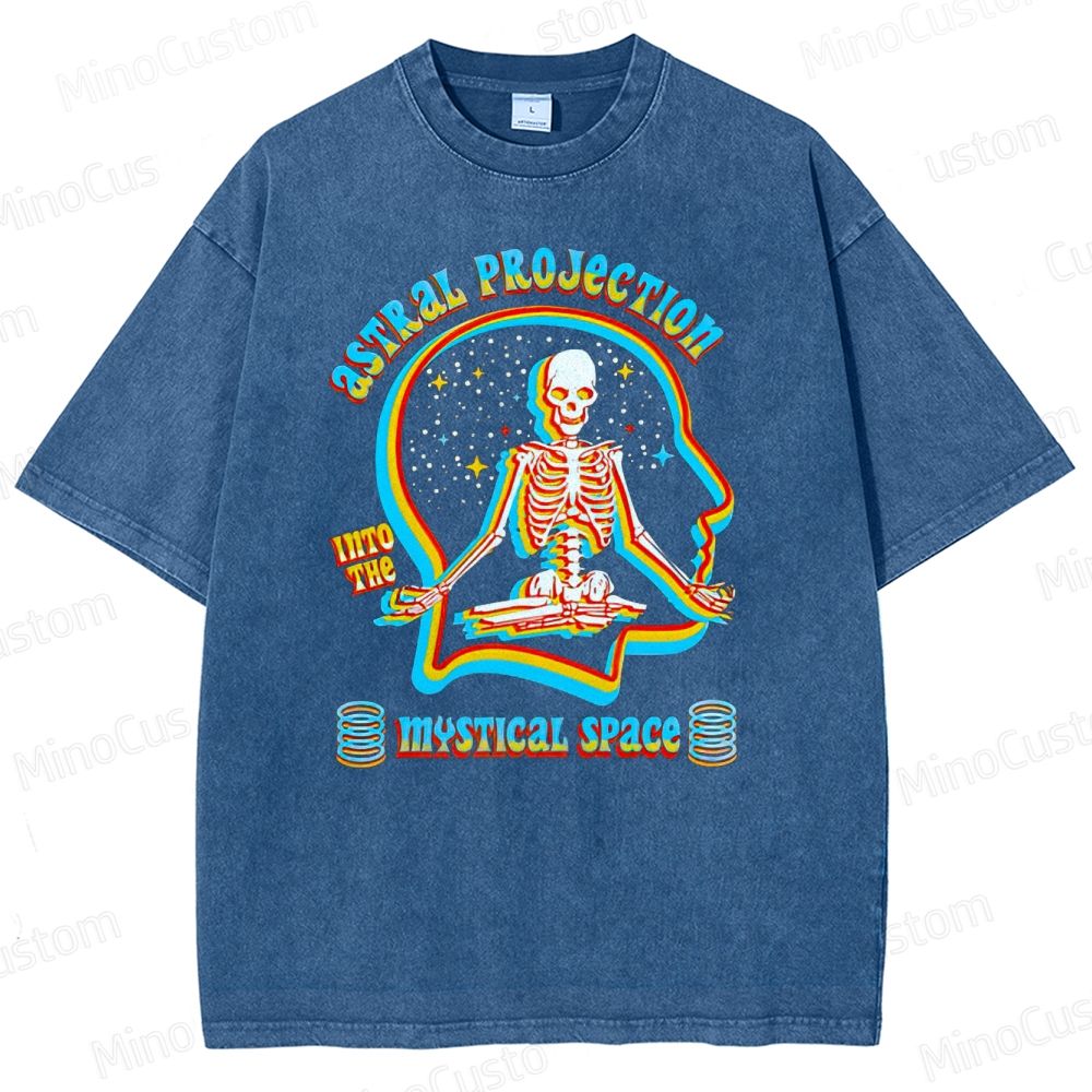 "Astral Projection Into Mystical Space" Skeleton Vintage Washed T - shirt
