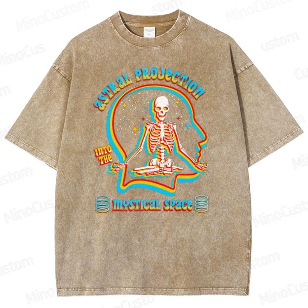 "Astral Projection Into Mystical Space" Skeleton Vintage Washed T - shirt