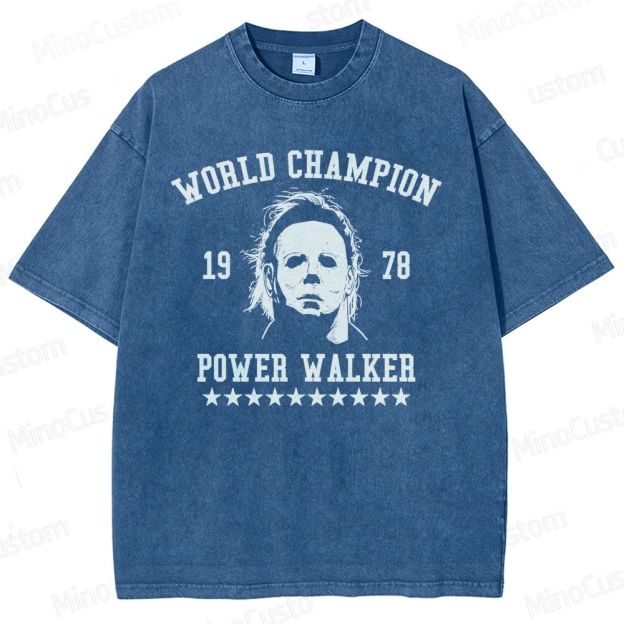 Michael Myers "World Champion Power Walker" Vintage Washed T - shirt