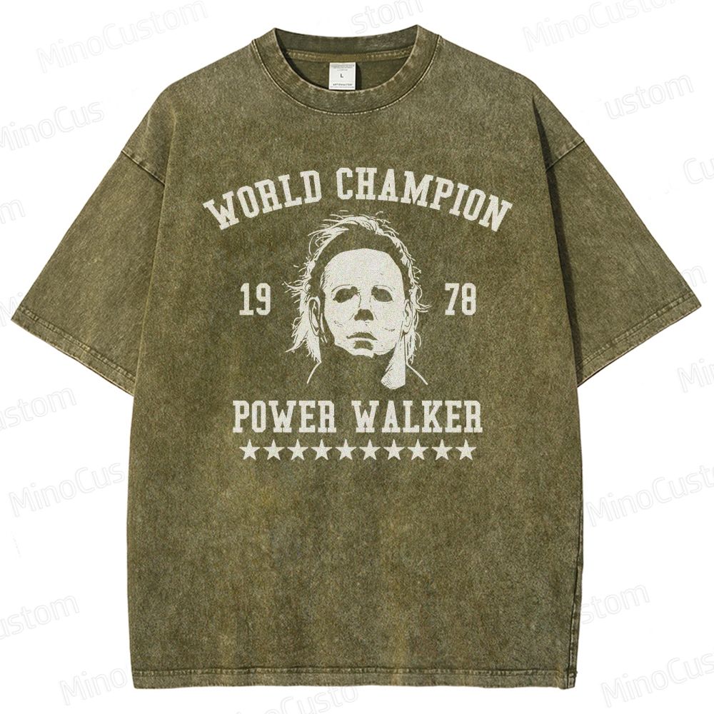 Michael Myers "World Champion Power Walker" Vintage Washed T - shirt