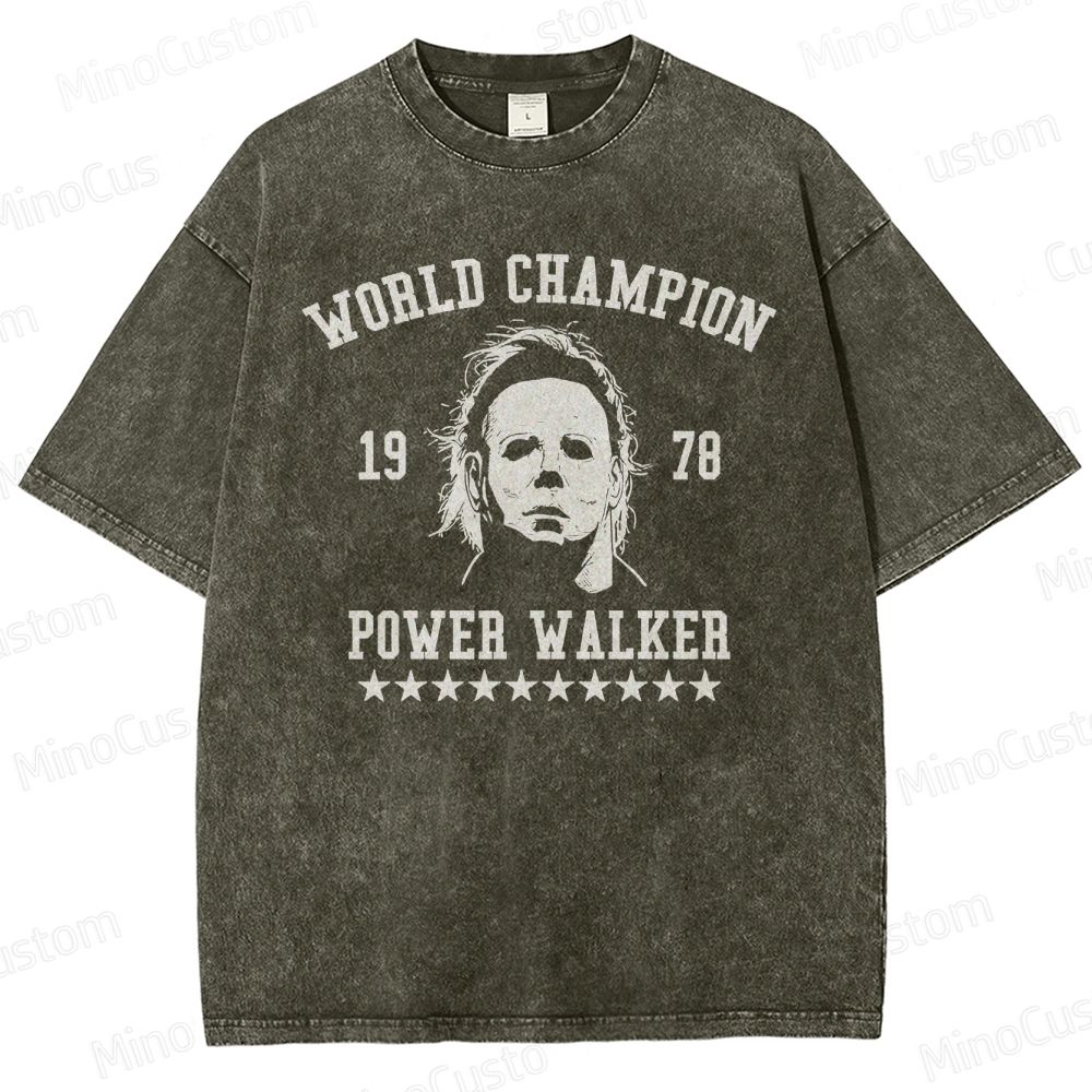 Michael Myers "World Champion Power Walker" Vintage Washed T - shirt