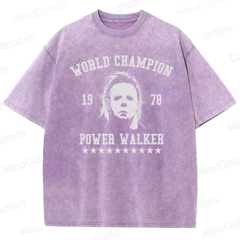 Michael Myers "World Champion Power Walker" Vintage Washed T - shirt