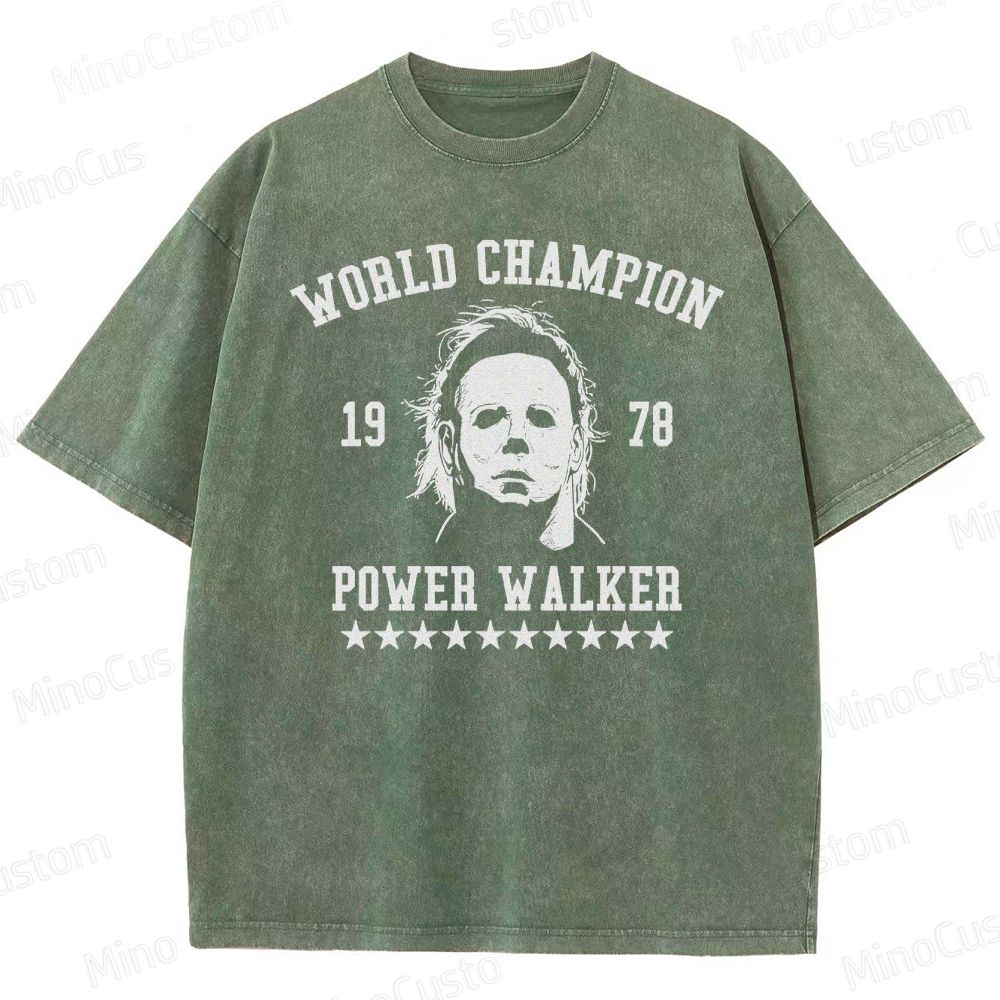 Michael Myers "World Champion Power Walker" Vintage Washed T - shirt