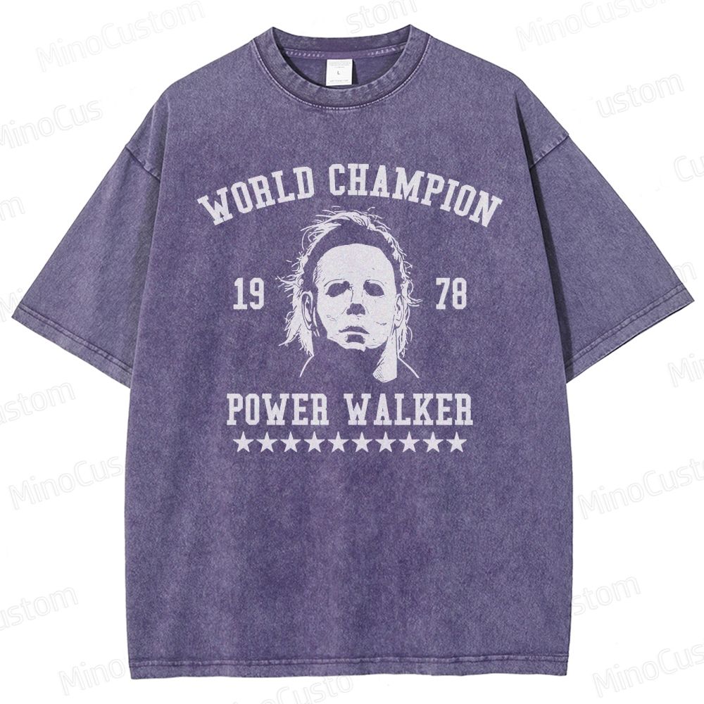 Michael Myers "World Champion Power Walker" Vintage Washed T - shirt