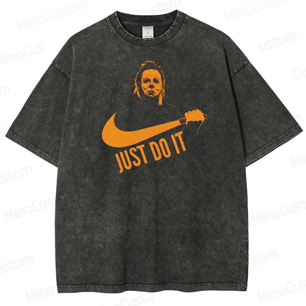 Michael Myers "Just Do It" Vintage Washed Horror T - shirt