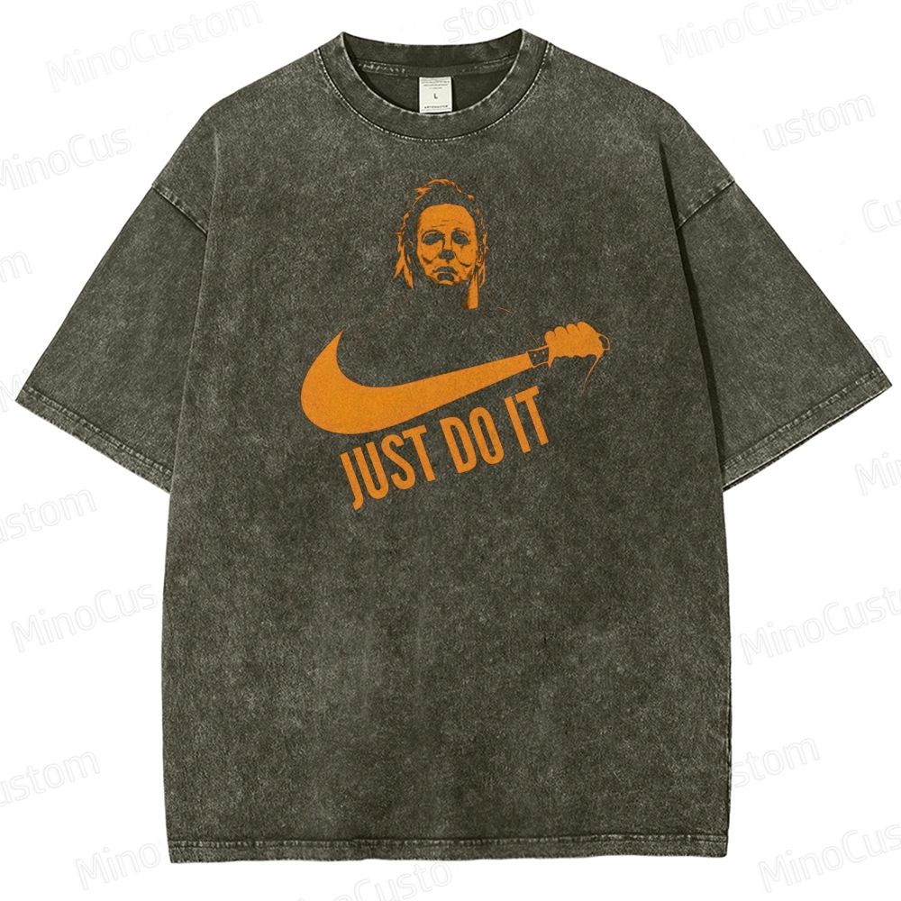 Michael Myers "Just Do It" Vintage Washed Horror T - shirt