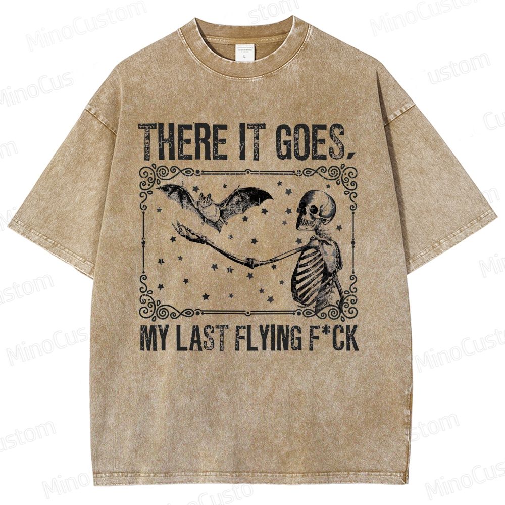 Skeleton & Bat "There It Goes" Vintage Washed Graphic T - shirt