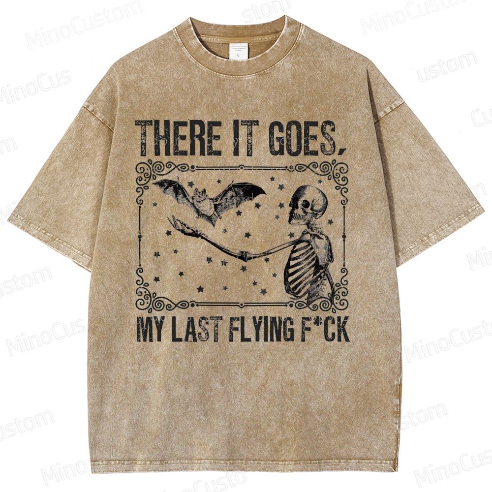 Skeleton & Bat "There It Goes" Vintage Washed Graphic T - shirt