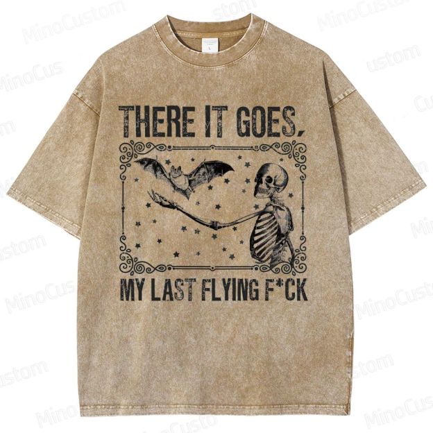 Skeleton & Bat "There It Goes" Vintage Washed Graphic T - shirt