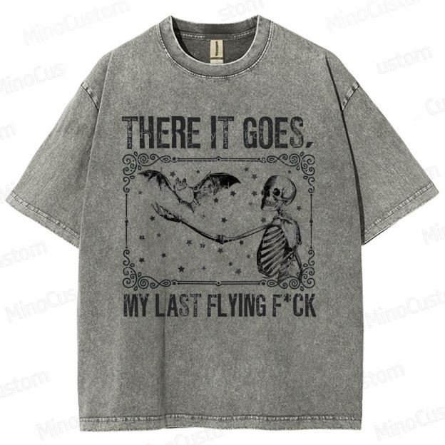 Skeleton & Bat "There It Goes" Vintage Washed Graphic T - shirt