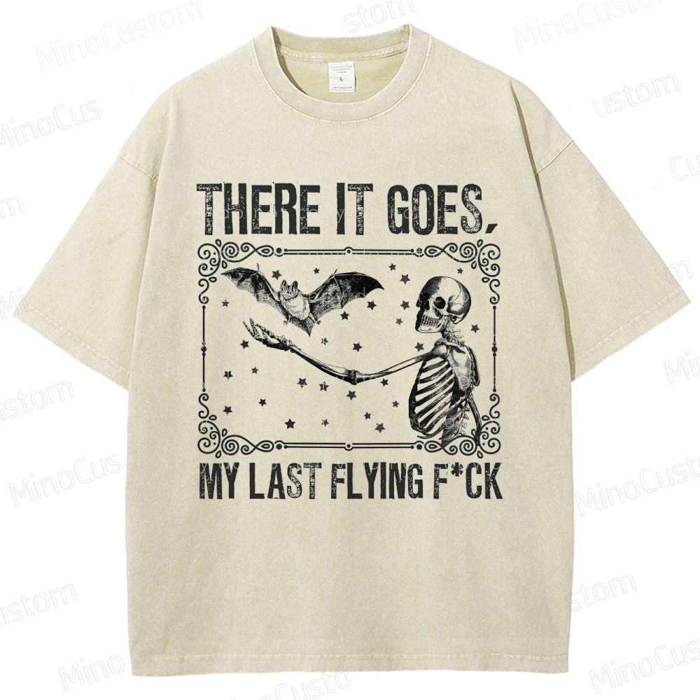 Skeleton & Bat "There It Goes" Vintage Washed Graphic T - shirt