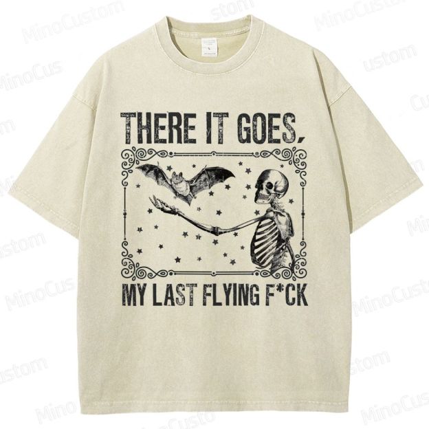 Skeleton & Bat "There It Goes" Vintage Washed Graphic T - shirt