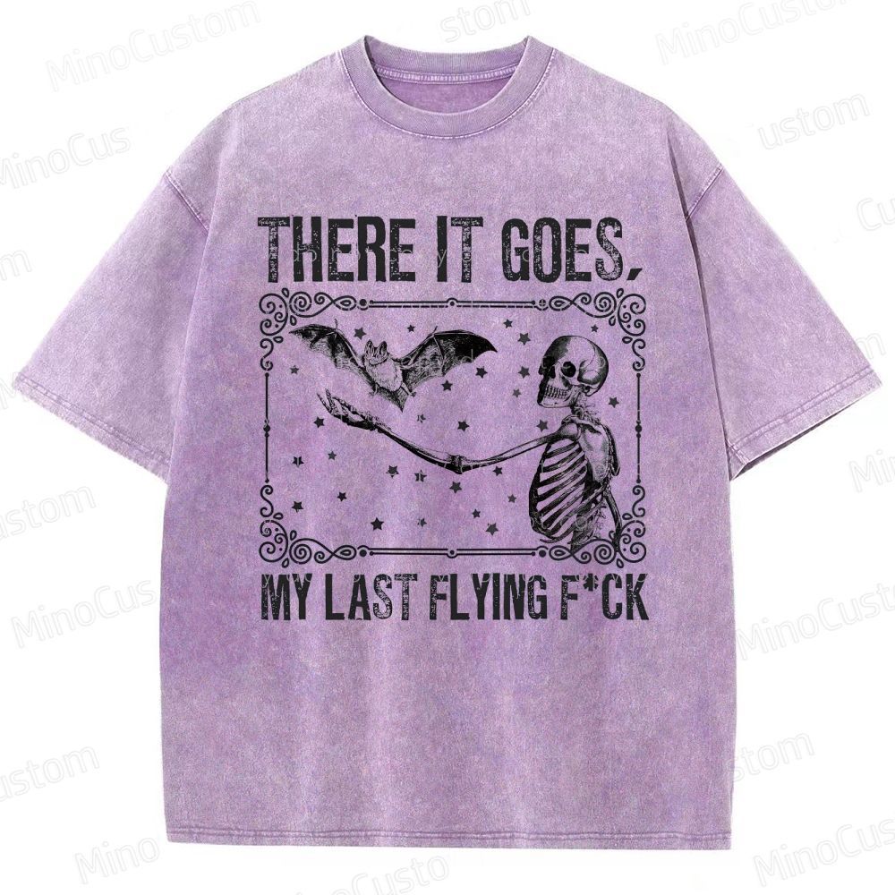 Skeleton & Bat "There It Goes" Vintage Washed Graphic T - shirt