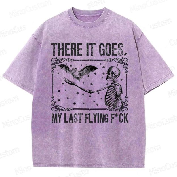 Skeleton & Bat "There It Goes" Vintage Washed Graphic T - shirt