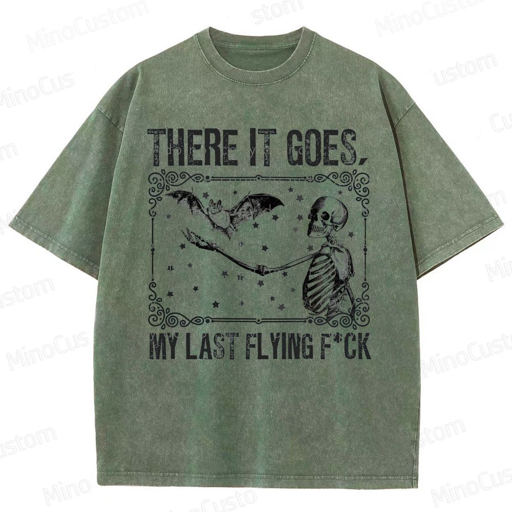 Skeleton & Bat "There It Goes" Vintage Washed Graphic T - shirt