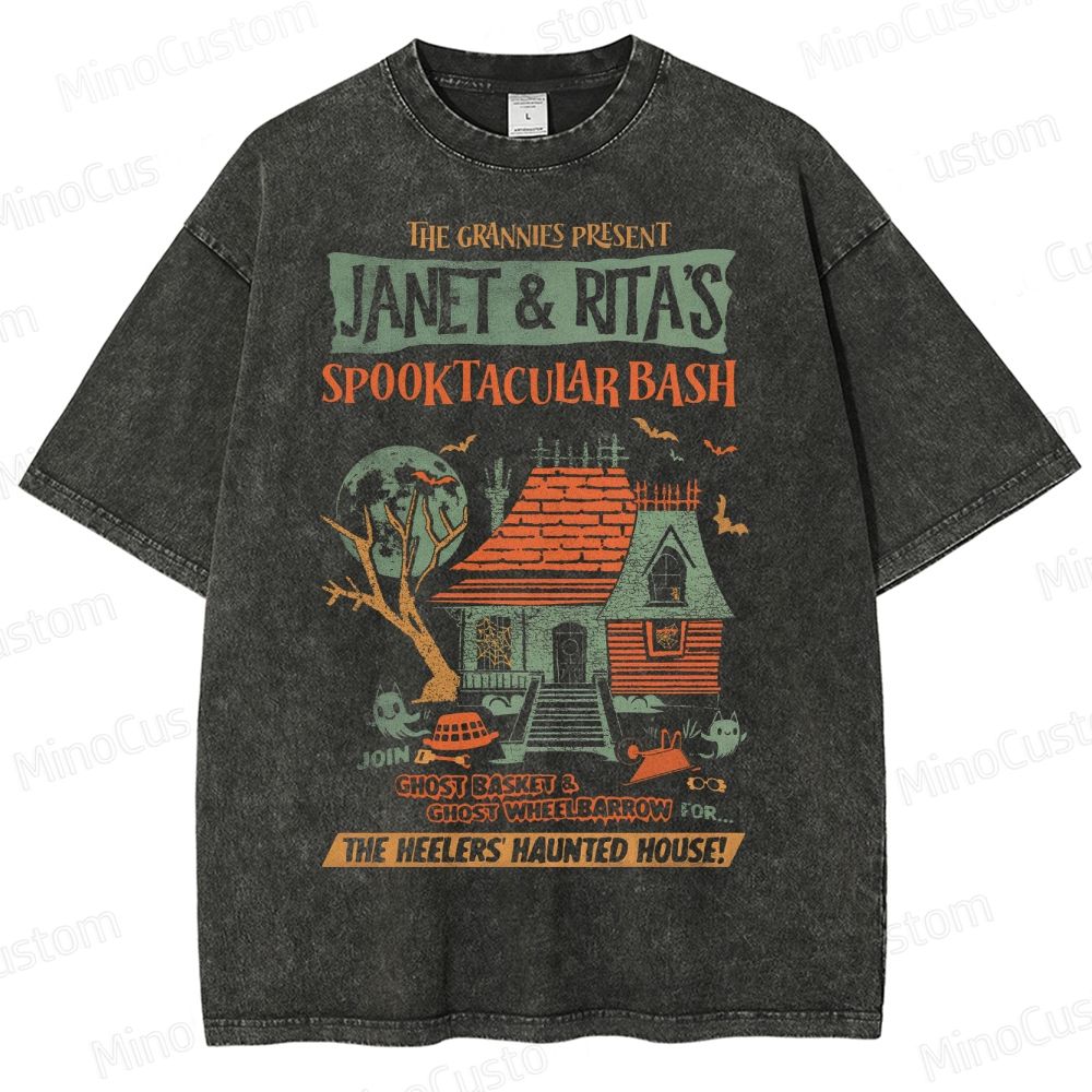 Haunted House Halloween  Washed T-Shirt 