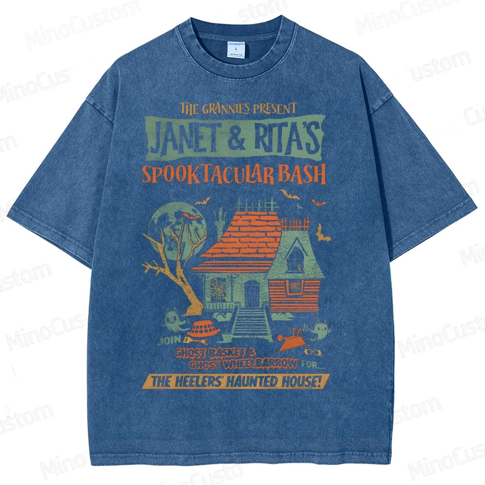 Haunted House Halloween  Washed T-Shirt 