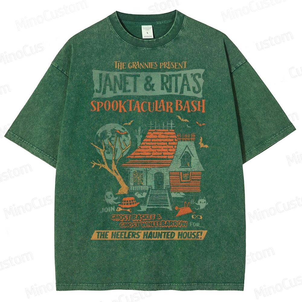 Haunted House Halloween  Washed T-Shirt 