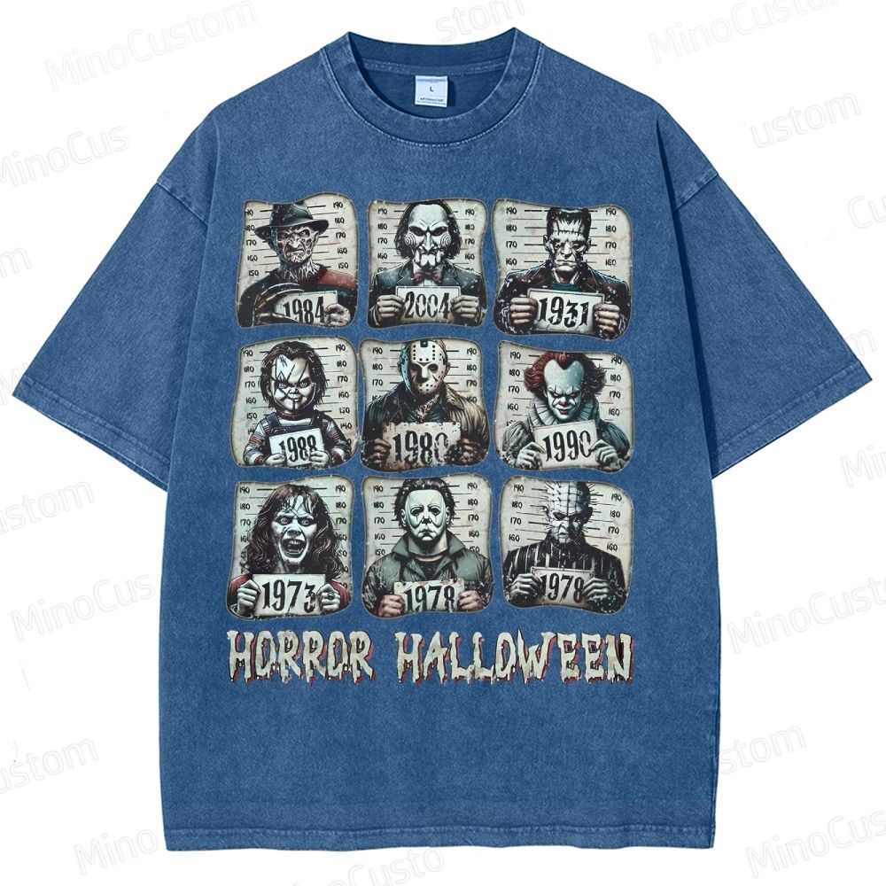 Horror Movie Killer Halloween Washed T-Shirt 