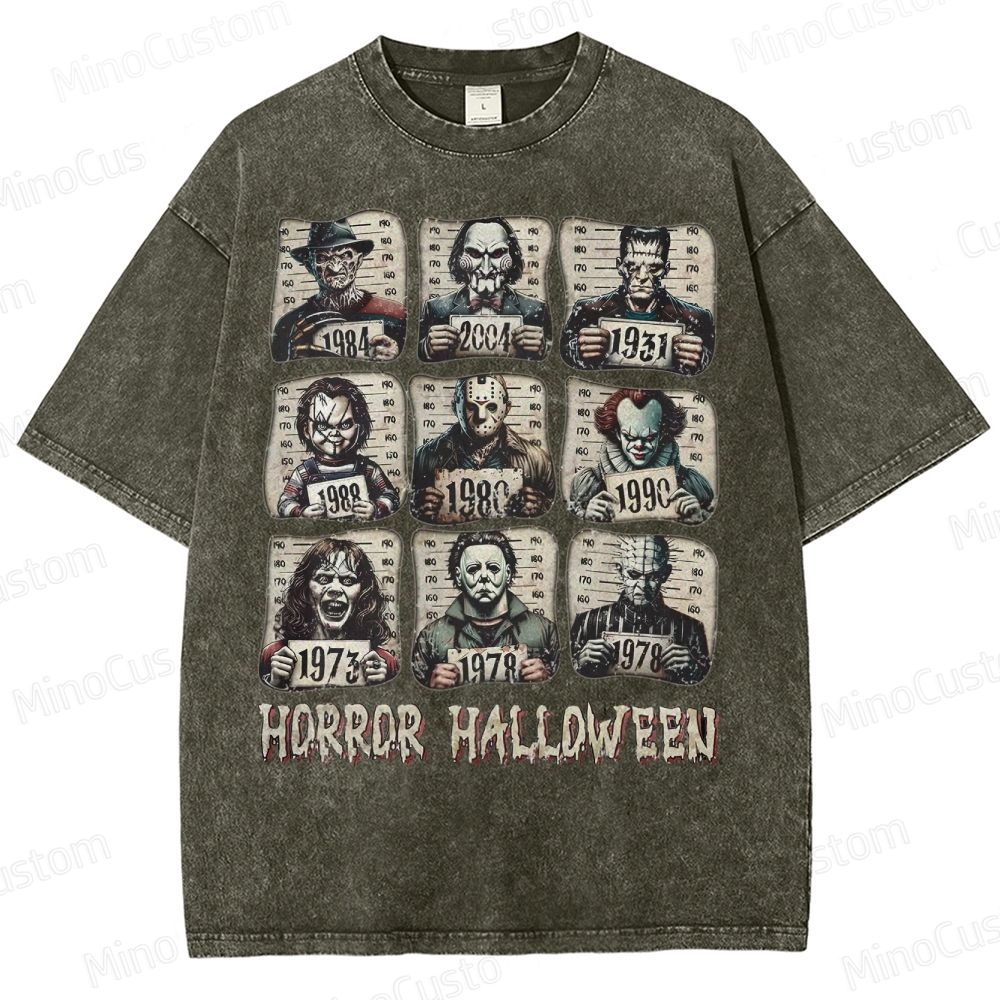 Horror Movie Killer Halloween Washed T-Shirt 