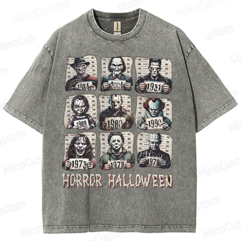 Horror Movie Killer Halloween Washed T-Shirt 