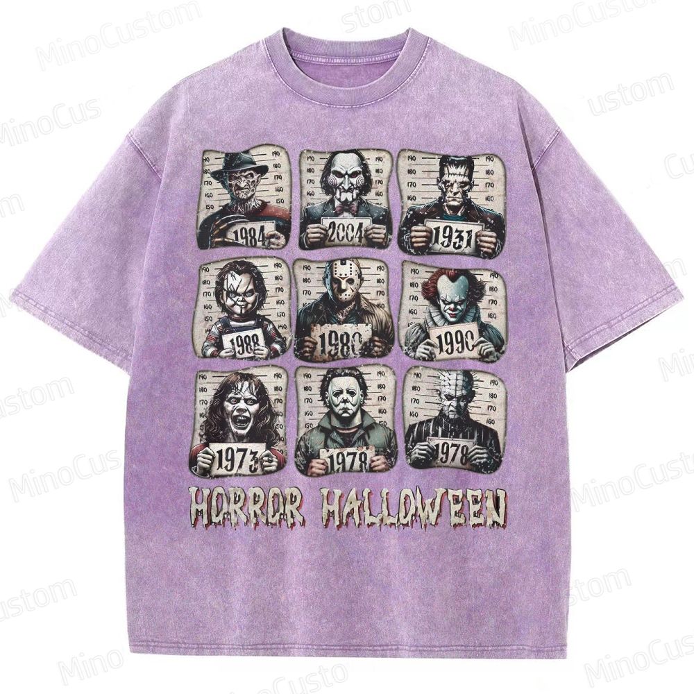 Horror Movie Killer Halloween Washed T-Shirt 