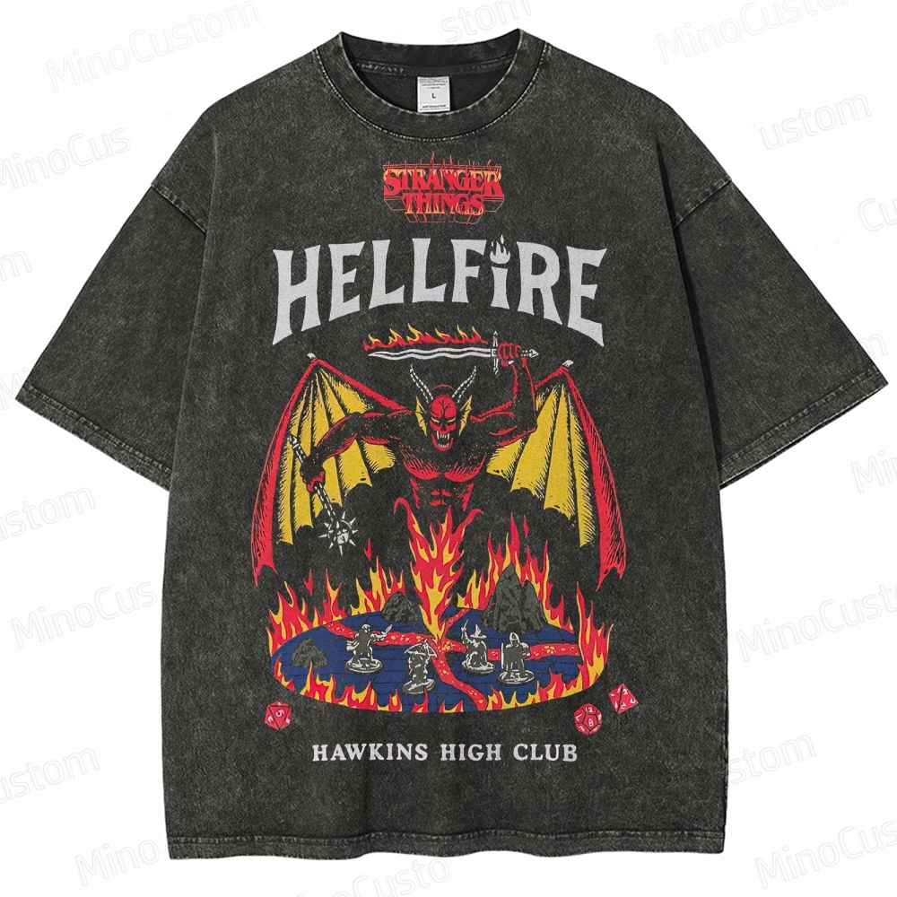 Stranger Things Hellfire Club Vintage Washed T - Shirt