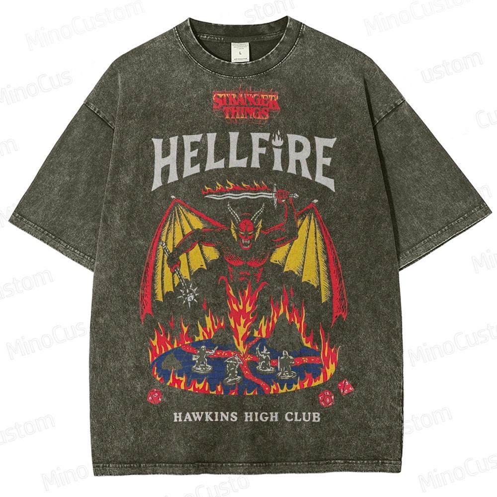 Stranger Things Hellfire Club Vintage Washed T - Shirt