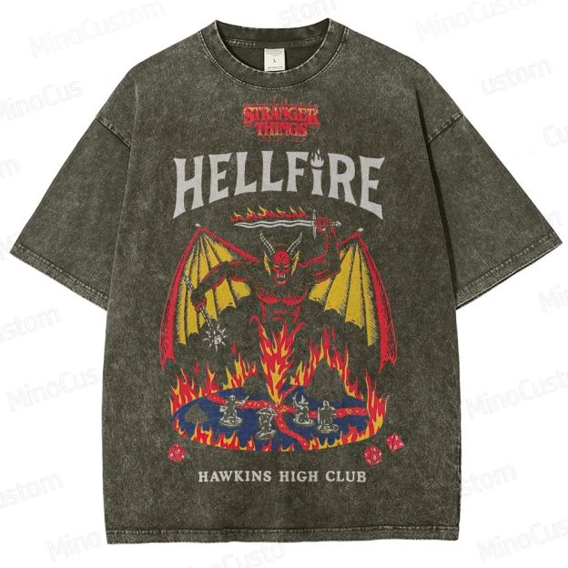 Stranger Things Hellfire Club Vintage Washed T - Shirt
