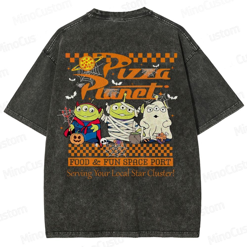 Pizza Planet Halloween Washed T-Shirt 