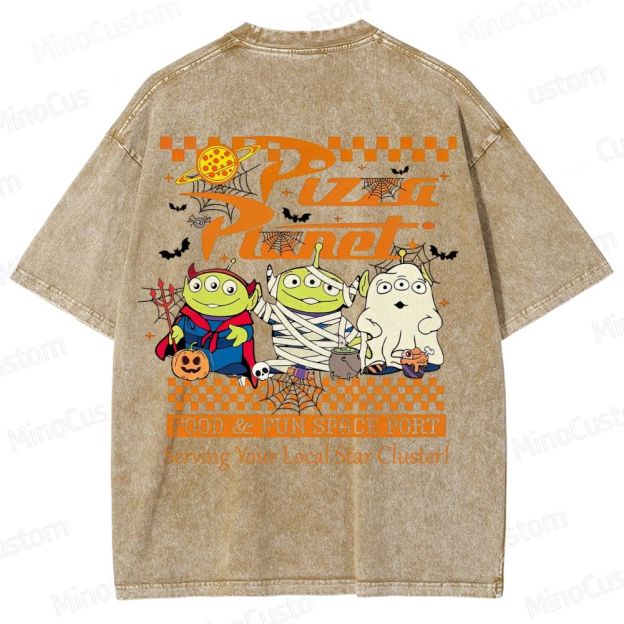 Pizza Planet Halloween Washed T-Shirt 