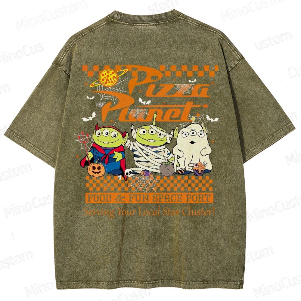 Pizza Planet Halloween Washed T-Shirt 