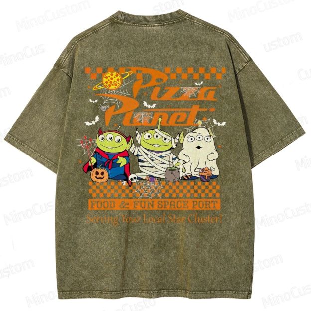 Pizza Planet Halloween Washed T-Shirt 