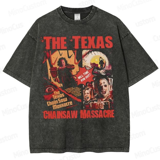 Texas Chainsaw Massacre Halloween Horror  Washed T-Shirt 