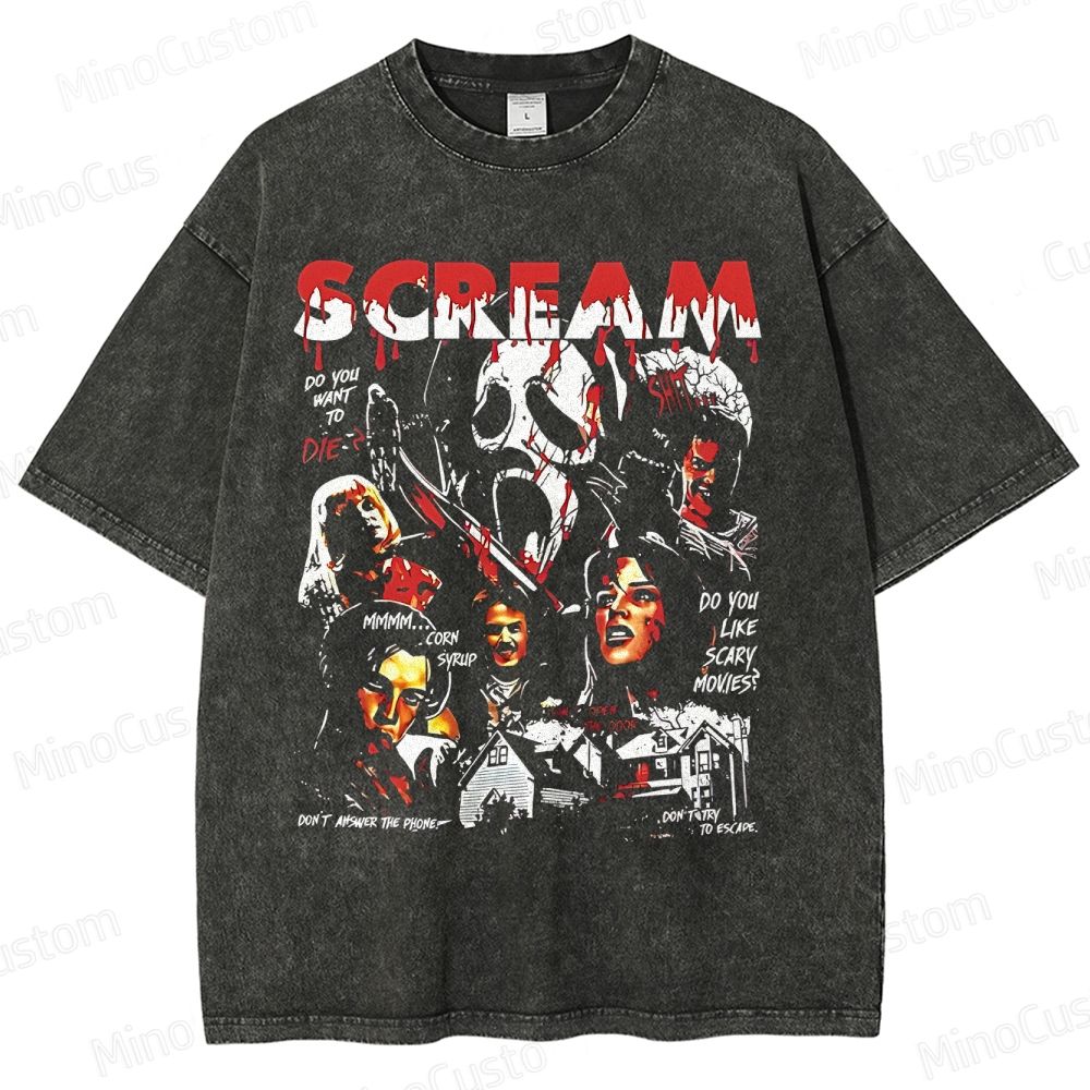 Vintage Scream Horror Movie Washed T-Shirt 