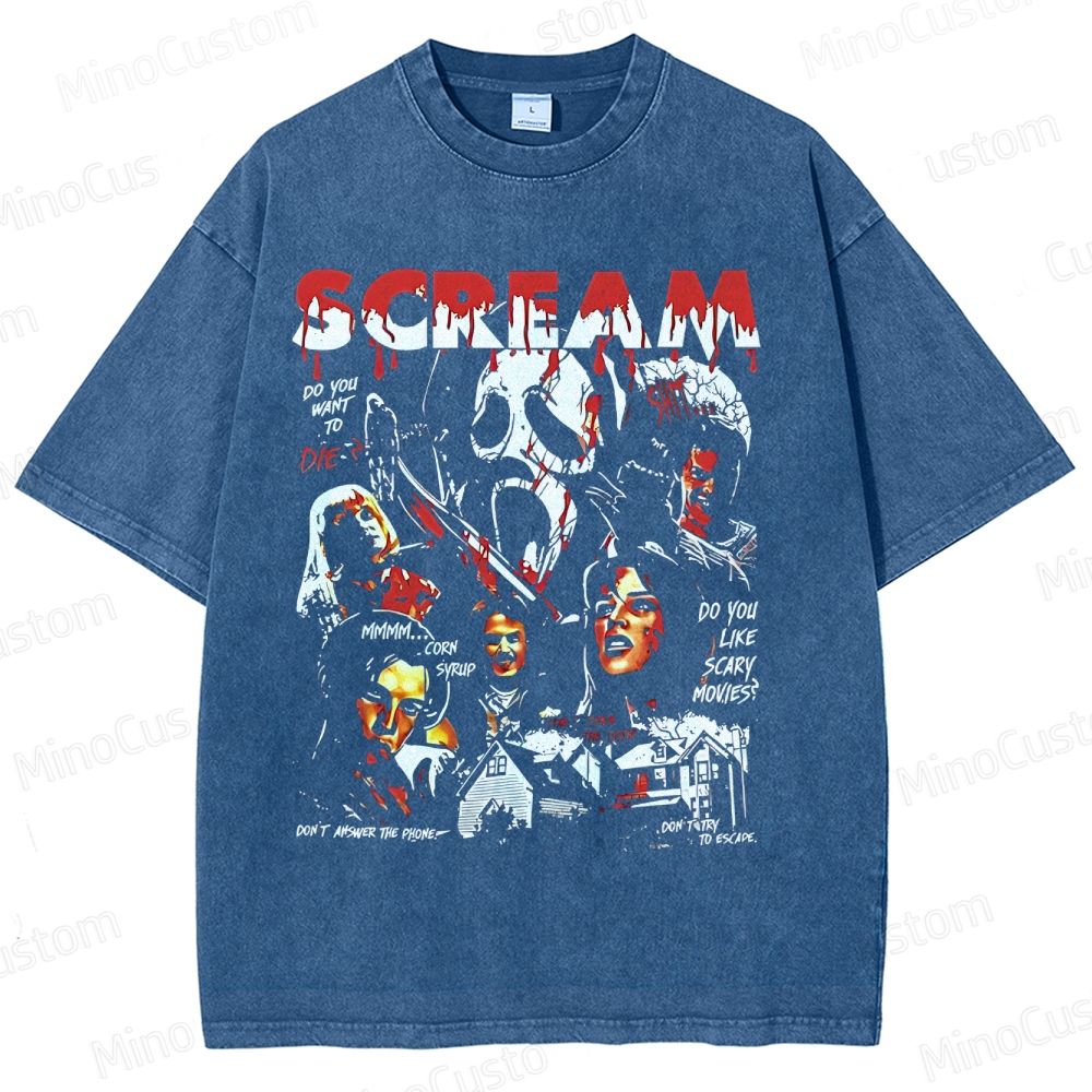 Vintage Scream Horror Movie Washed T-Shirt 
