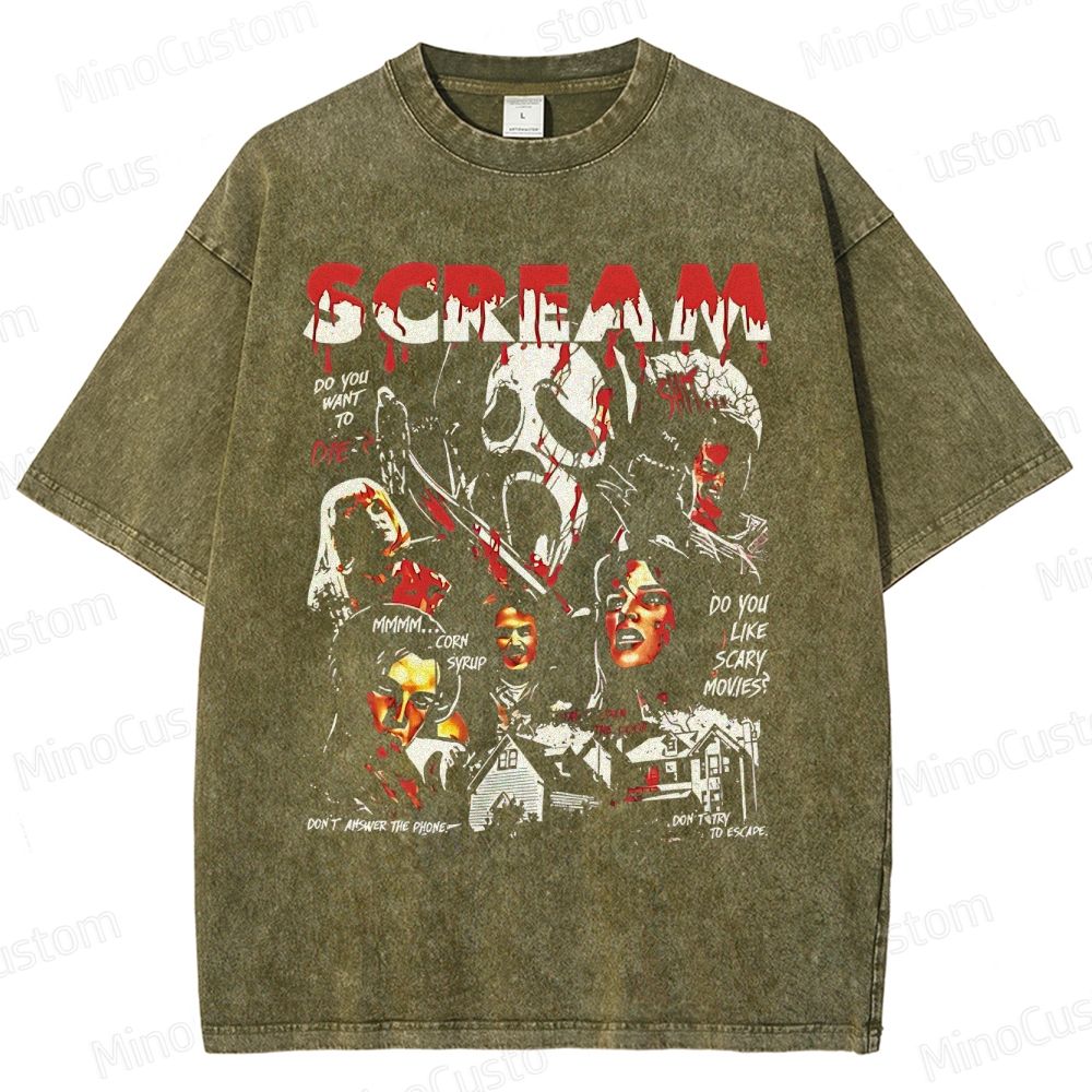 Vintage Scream Horror Movie Washed T-Shirt 
