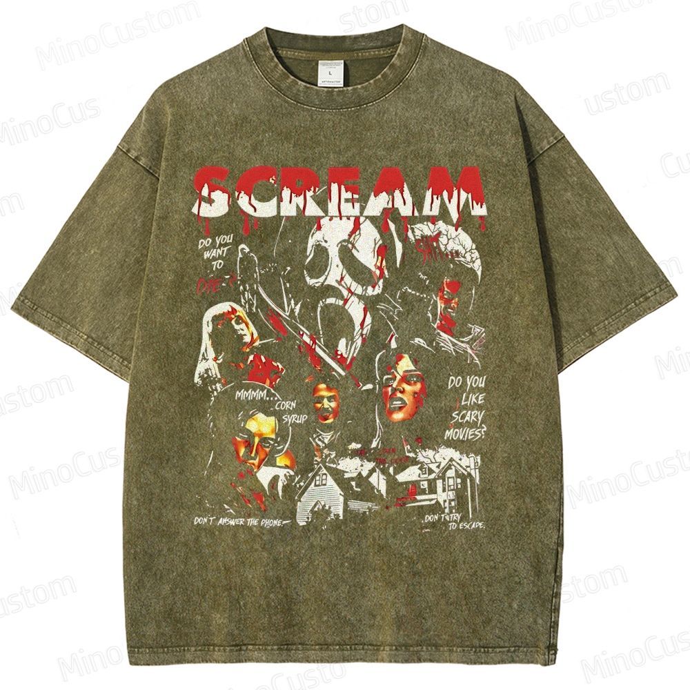 Vintage Scream Horror Movie Washed T-Shirt 