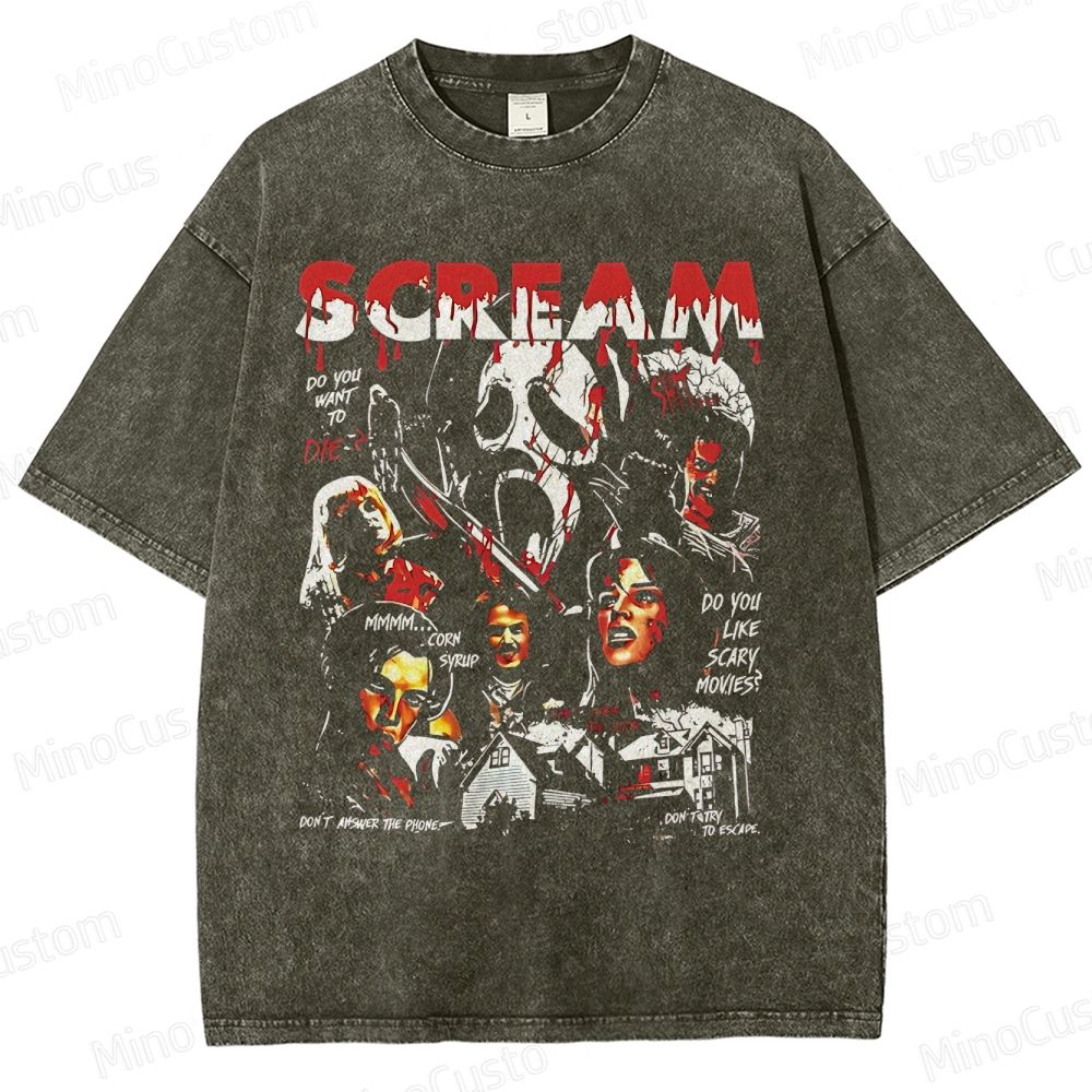 Vintage Scream Horror Movie Washed T-Shirt 