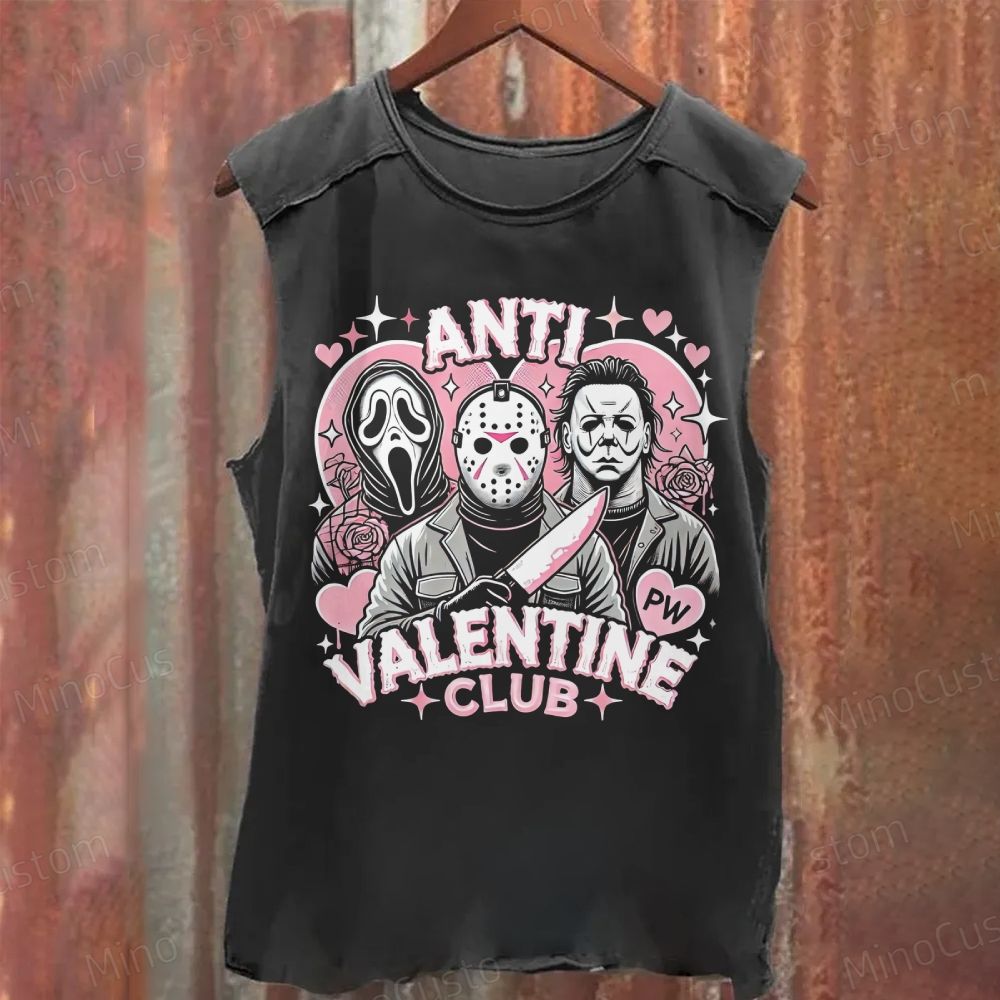 Anti Valentine Club Horror Characters Vintage Washed Tank Top