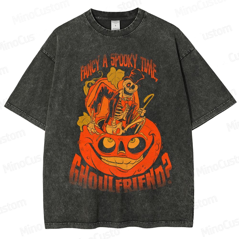 Fancy A Spooky Time Ghoulfriend Vintage Washed T - Shirt