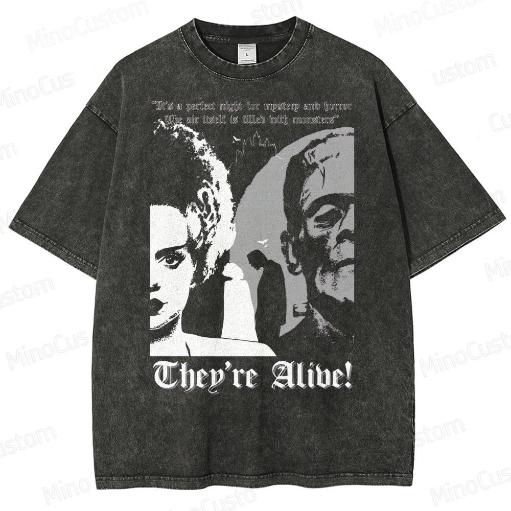 Frankenstein Halloween Horror Washed T-Shirt