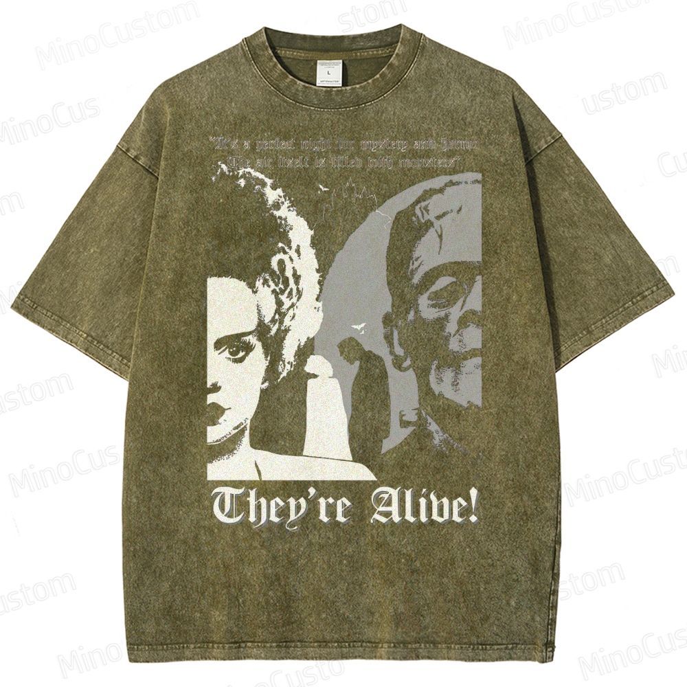 Frankenstein Halloween Horror Washed T-Shirt 