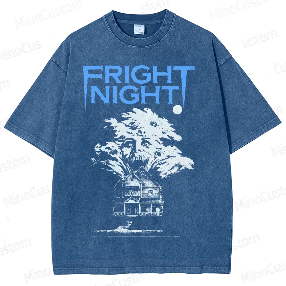 Fright Night Haunted House Horror Graphic Washed T-Shirt