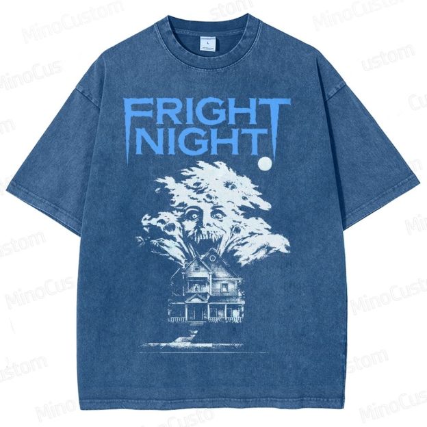 Fright Night Haunted House Horror Graphic Washed T-Shirt