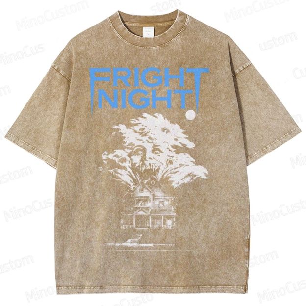 Fright Night Haunted House Horror Graphic Washed T-Shirt