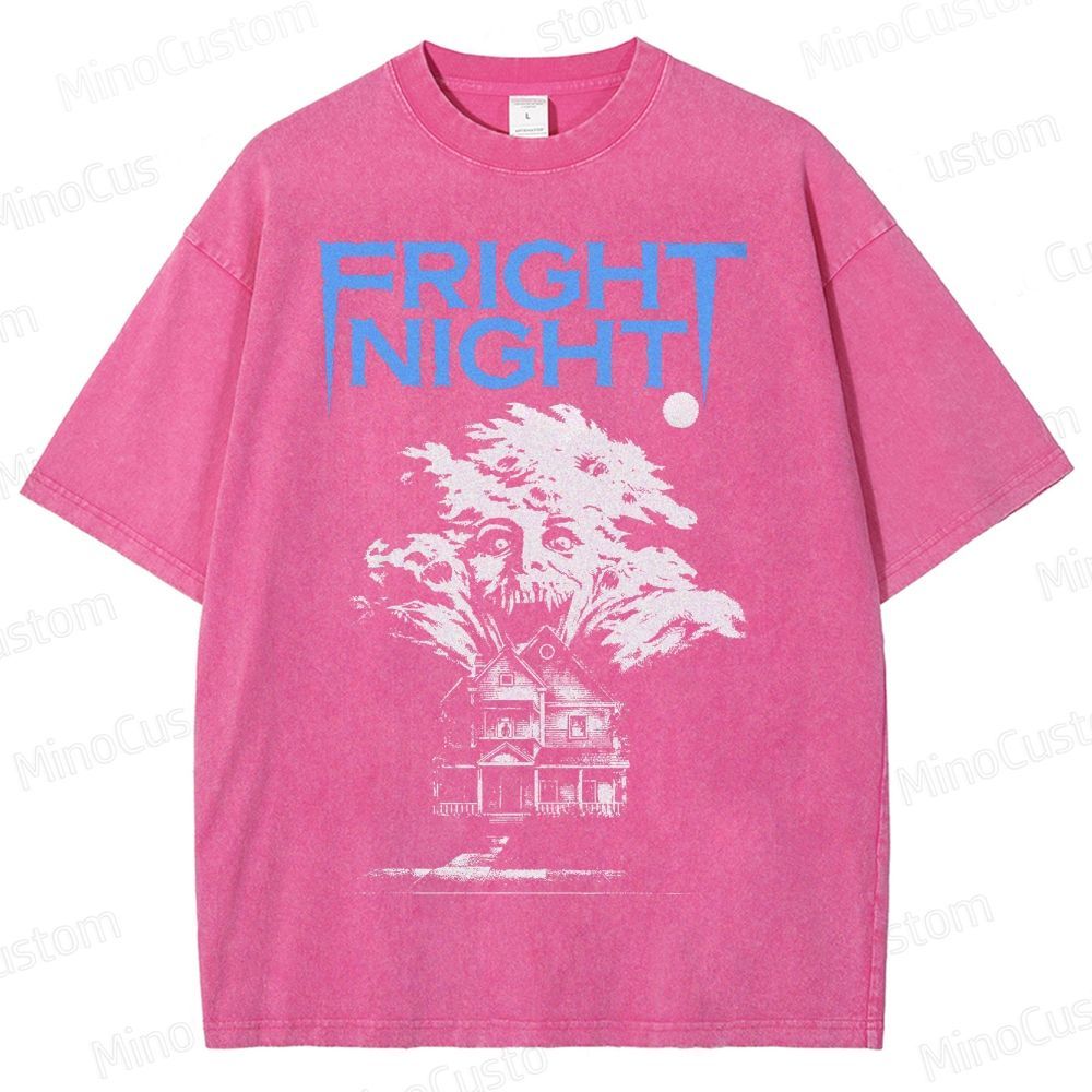 Fright Night Haunted House Horror Graphic Washed T-Shirt
