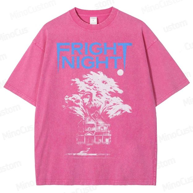 Fright Night Haunted House Horror Graphic Washed T-Shirt