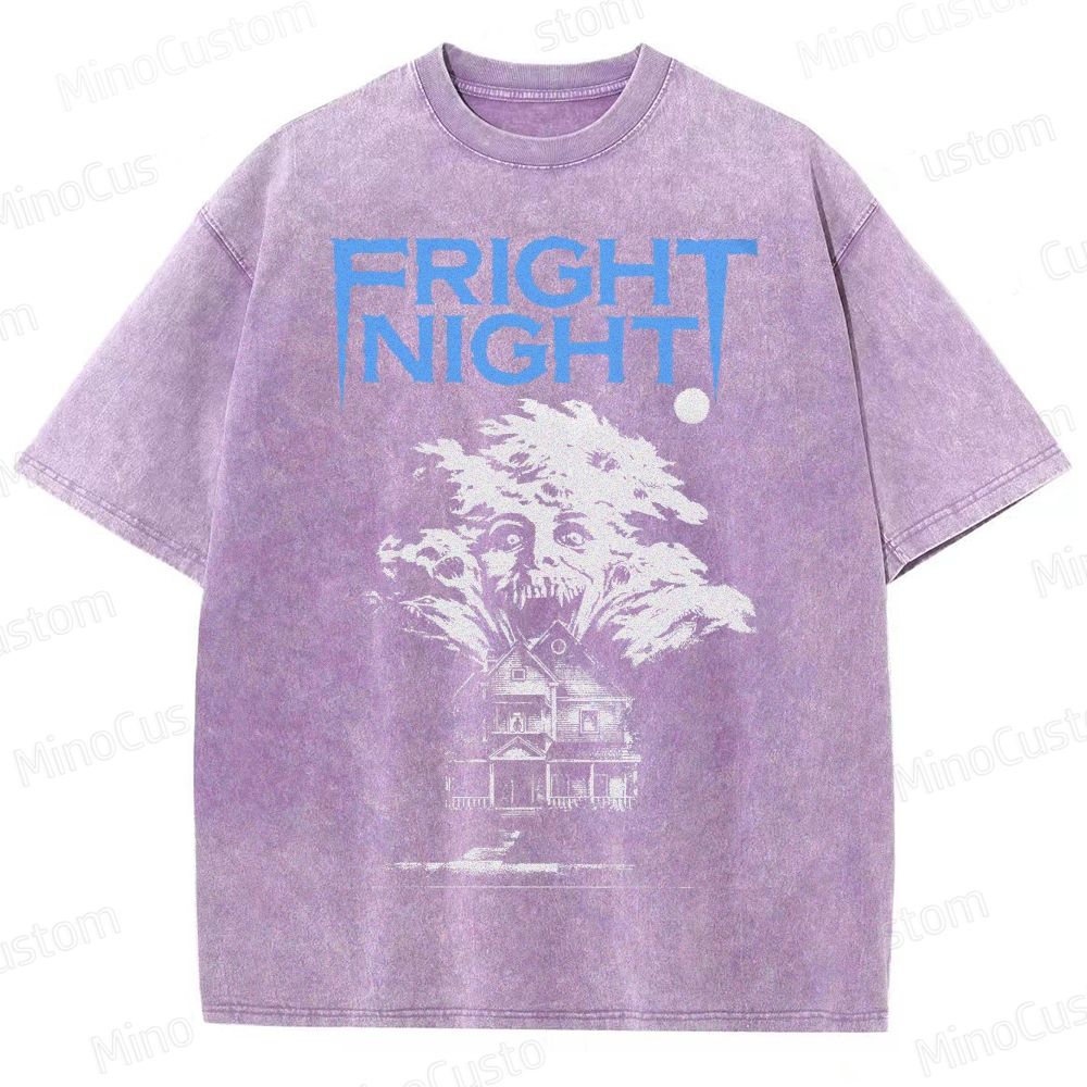 Fright Night Haunted House Horror Graphic Washed T-Shirt